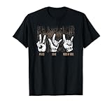 Camiseta Peace Love Rock and Roll Camiseta