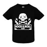 Camiseta Rock & Roll para Bebés - Camiseta Negra Calavera Punk Rock de Manga Corta,...