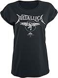 Metallica Biker Mujer Camiseta Negro S 100% algodón Vorne Bedruckt Ancho