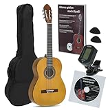 Navarrez NV11PK Starter Set guitarra clásica marrón 4/4, bolsa/Gig Bag, libro con CD,...