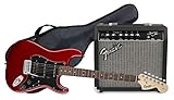 Fender Squier Affinity Stratocaster LRL HSS Candy Apple Red + Frontman 15G + Funda...