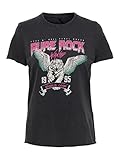 Only Onllucy Reg S/S Top Jrs Noos Camiseta, Black/Pure Rock, S Mujer